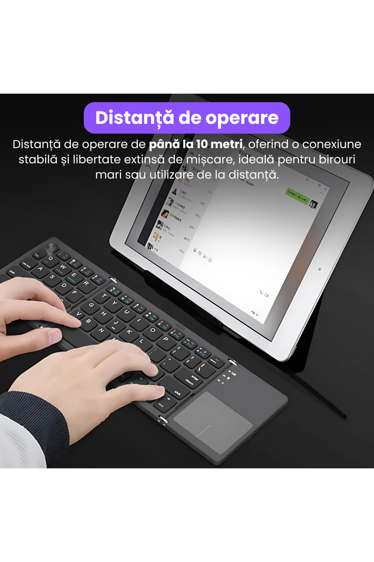 BRAGUS-Ultra-thin foldable keyboard, touchpad, wireless and compatible with Android, iOS, Smart TV, black 6