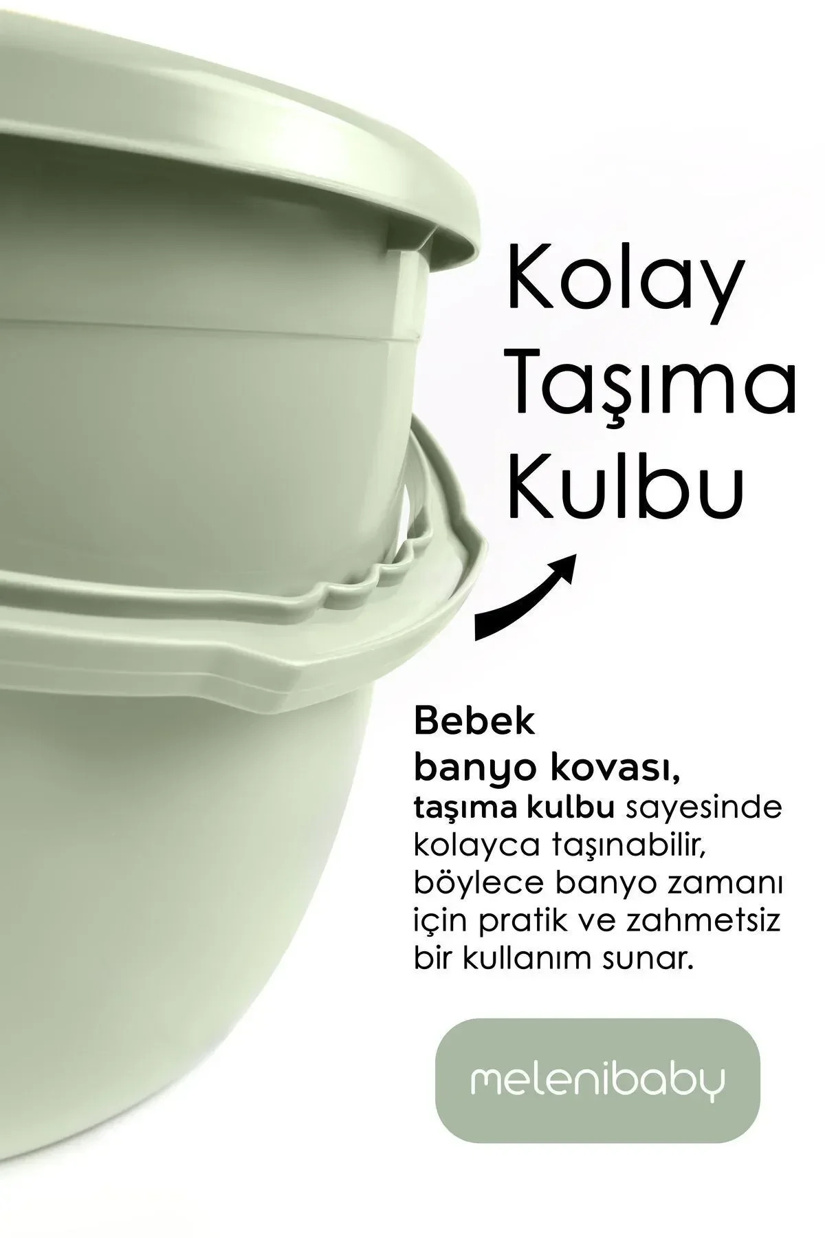 Meleni Baby 4'lü Bebek Banyo Seti - Bebek Yıkama Küveti - Vakumlu Yıkama Aparatı - Su Kovası - Maşrapa - Yeşil fotoğrafı 7 (önizleme)