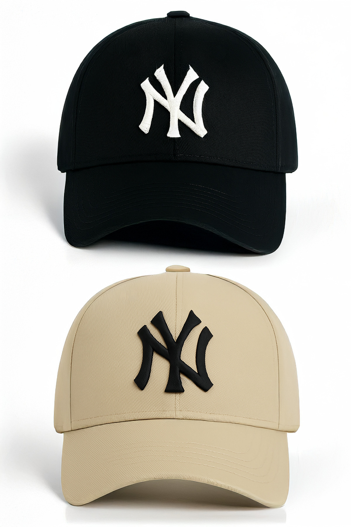 Verahed 2-balenie NY New York Vyšívaný unisex baseballový čierny béžový klobú...