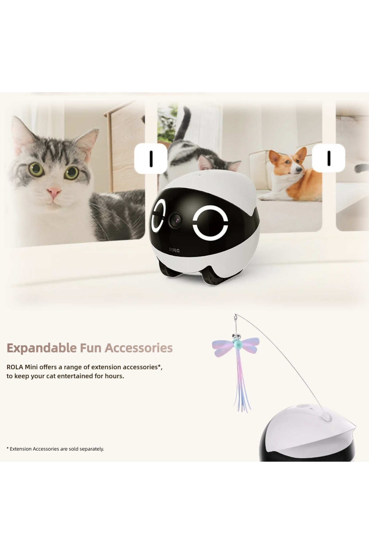 ROLA-Interactive Cat Toys,2K Interactive Mobile Pet Camera,Remote Real-Time Interaction,for Dogs & Cats 3