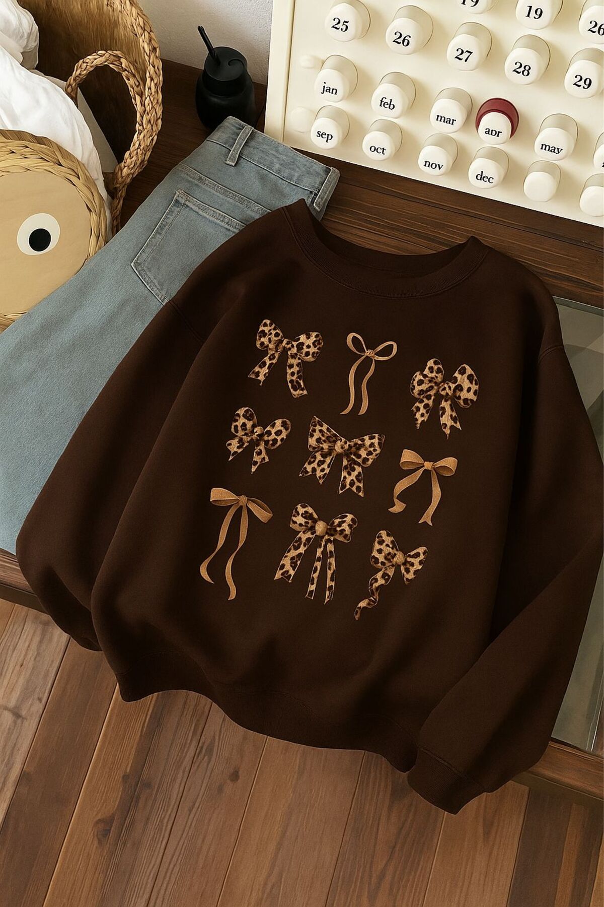 DM DOLCE MORE  3 İPLİK PENYE ÇİLEK BASKILI UNİSEX SWEATSHIRT