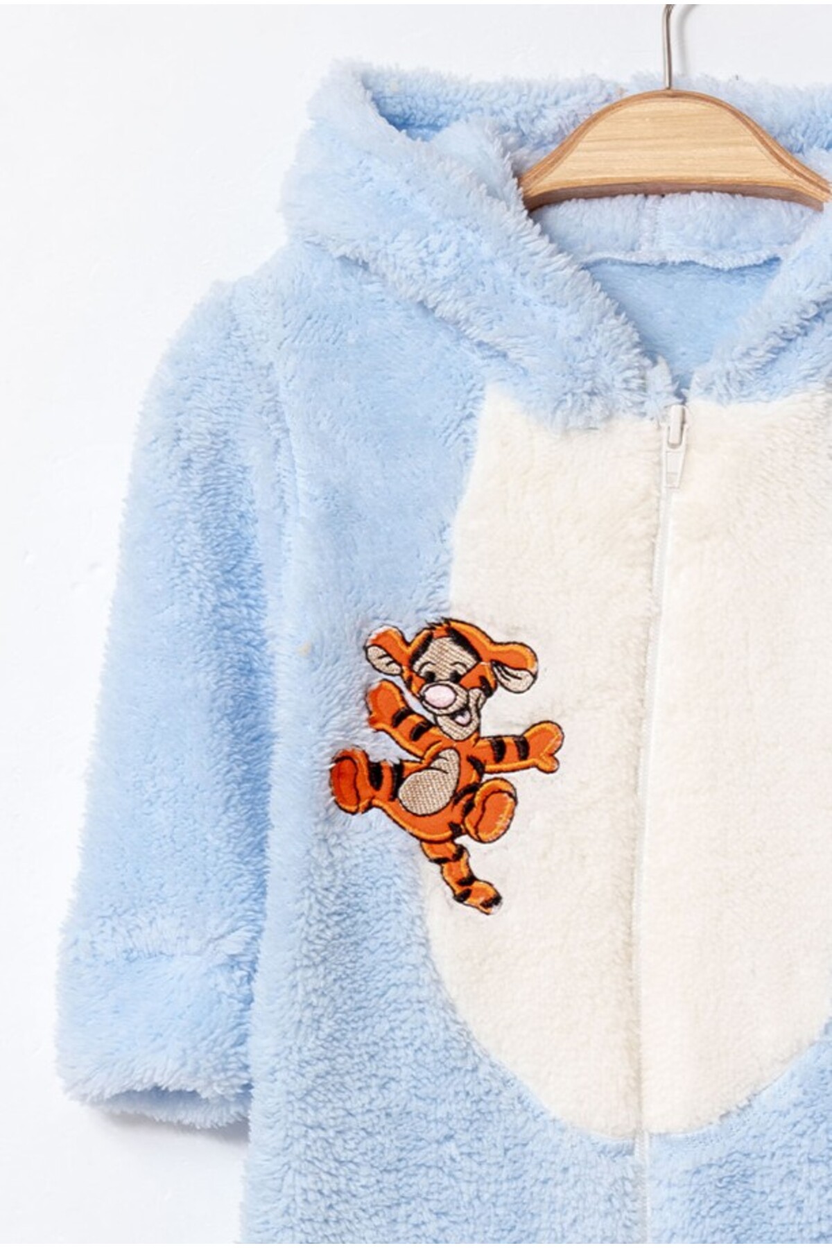 Chicsy Baby Kışlık Tatlı Kaplan Nakışlı Fermuarlı Welsoft Bebek Tulum fotoğrafı 2 (önizleme)