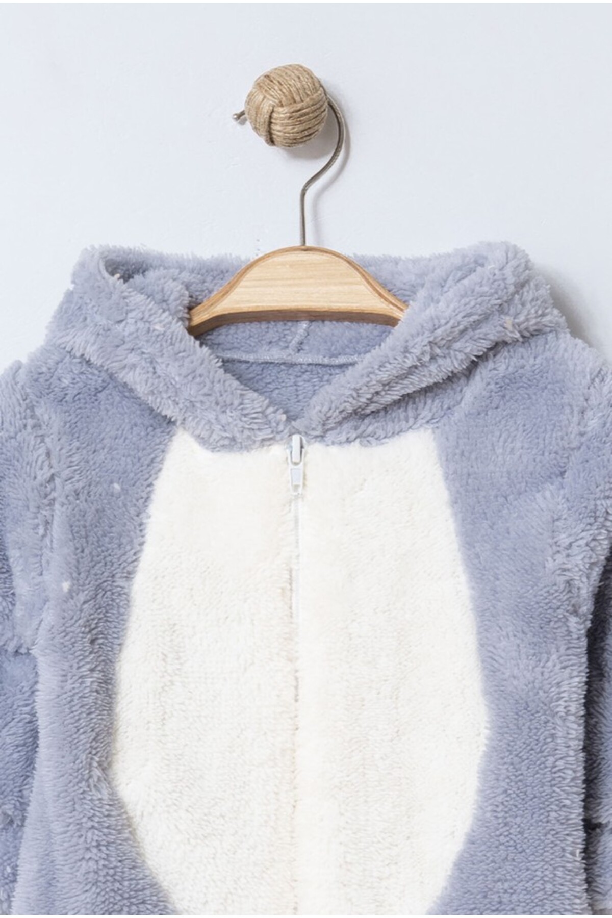 Chicsy Baby Kışlık Tatlı Erkek Bebek Peluş Kapüşonlu Fermuarlı Tulum fotoğrafı 2 (önizleme)