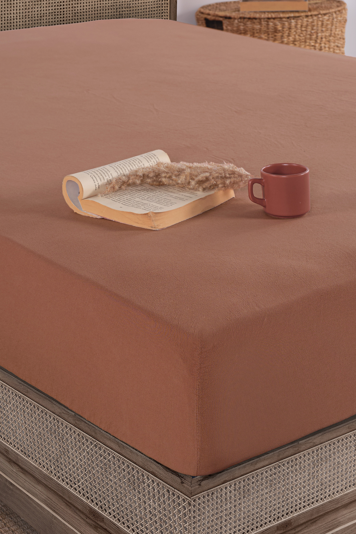 Mocca Mousse 100% Cotton Washable Single Fitted Bed Sheet 100*200