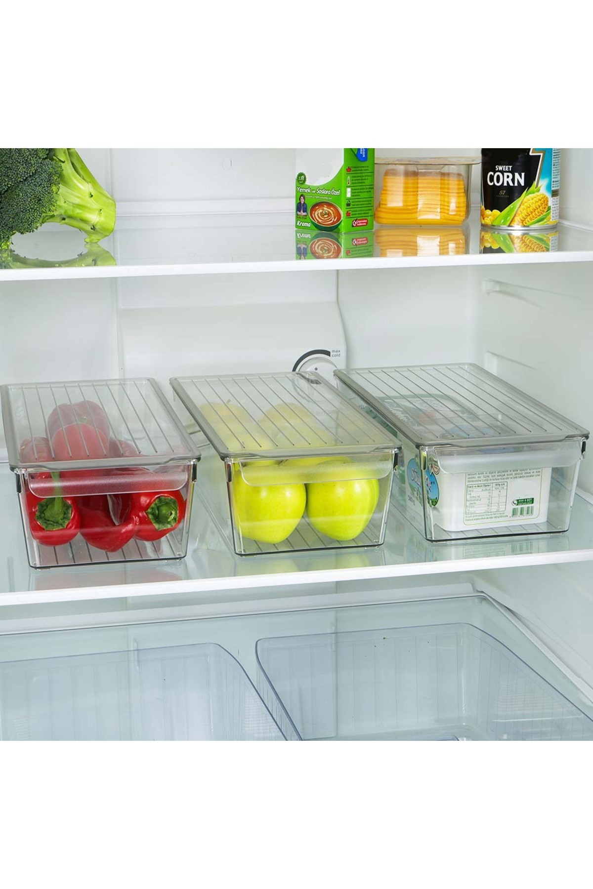 devigo-Refrigerator Organizer with Lid – Transparent, Unbreakable and Scratch-Resistant m 2