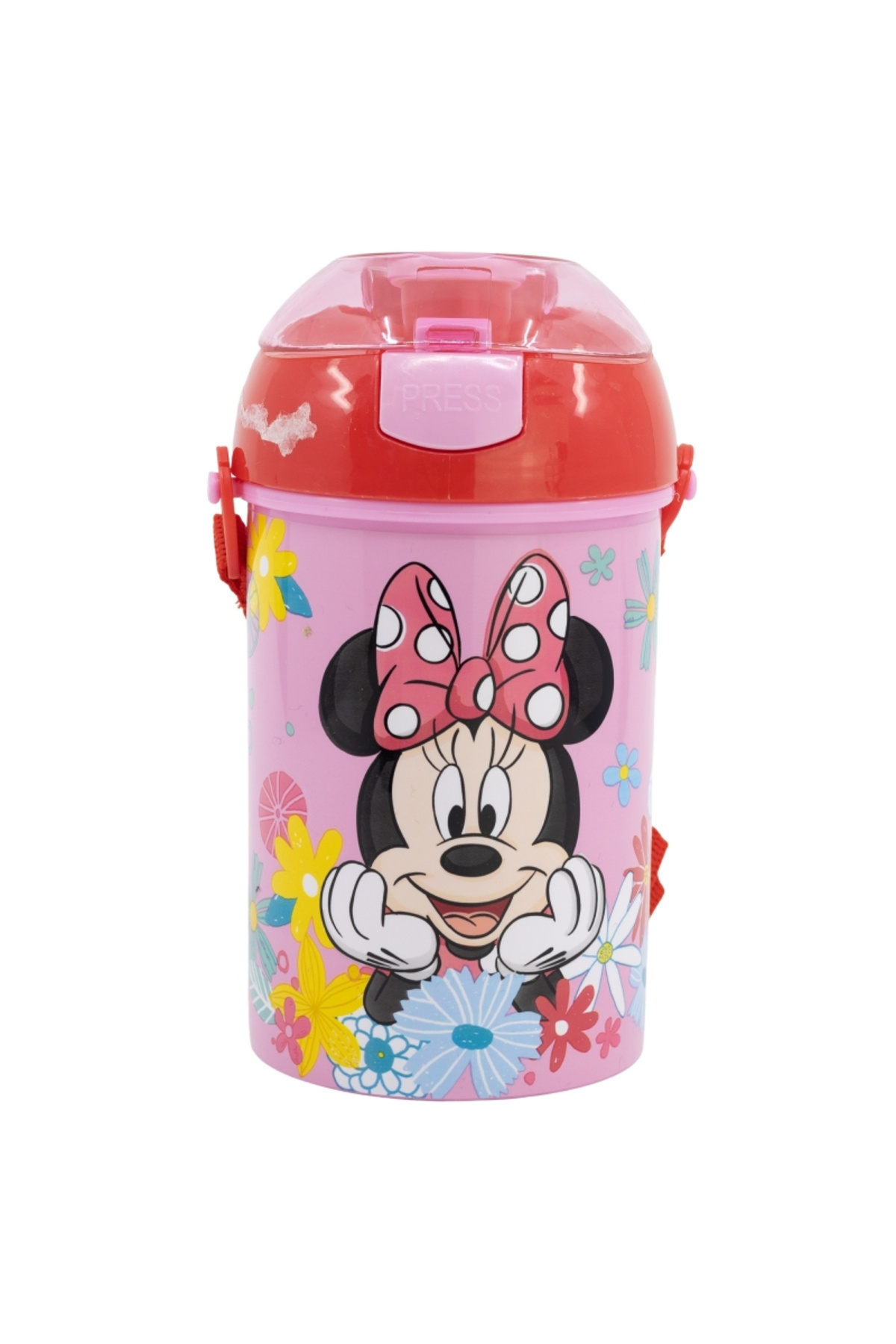 Minnie Mouse-Plastic bottle, with straw and lid, 450 ml, multicolor, Minnie Mouse Spring Look 1
