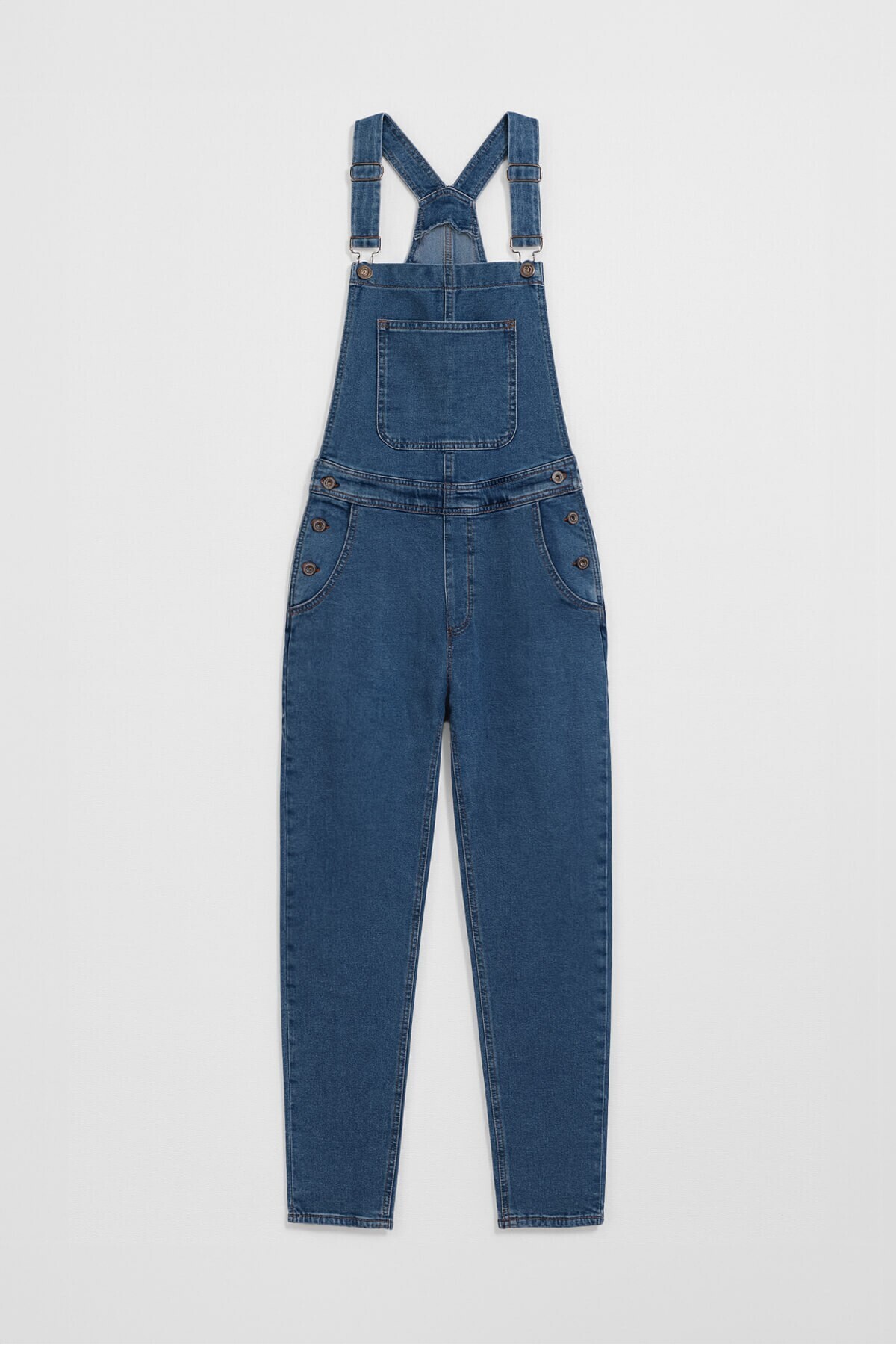 Bluewhite Kadın Rahat Kesim Askılı Jean Salopet Pantolon