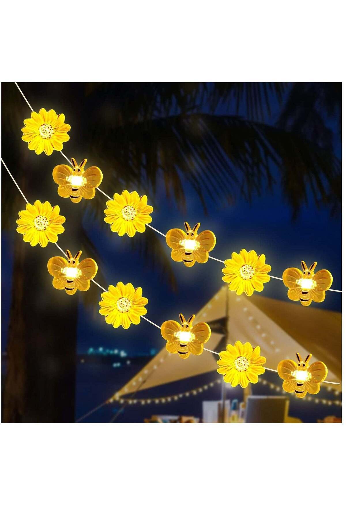 Generic-Excefore 2Pcs Honey Bee Fairy String Lights, Solar String Lights For Outside, 10FT 30LED Bumble Bee 1