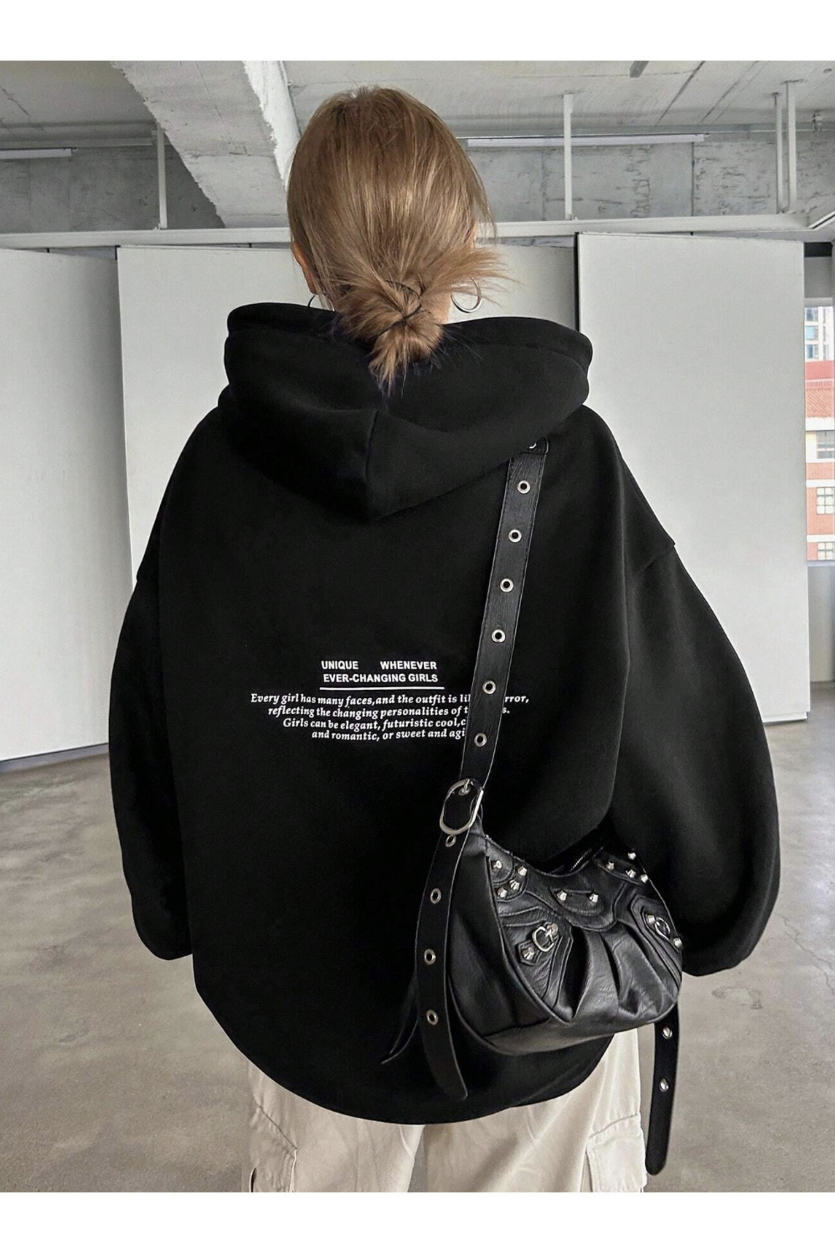 COHERENT Unisex Kadın/Erkek UNIQUE Özel Baskılı Renkli Oversize KAPÜŞONLU Pamuklu Sweatshirt