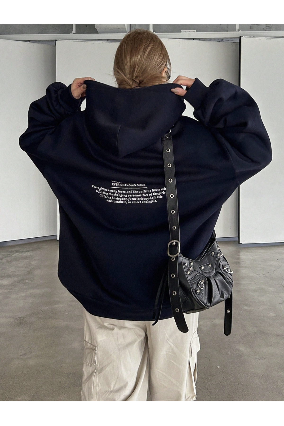 COHERENT Yeni Sezon - Unisex Kadın/Erkek UNIQUE Özel Baskılı Renkli Oversize KAPÜŞONLU Pamuklu Sweatshirt görsel 8