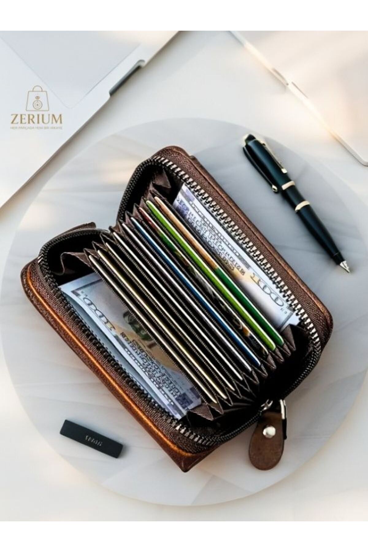 ZERİUM-Stylish and Durable Men's Pu Leather Multi-Function Id and Card Wallet 3