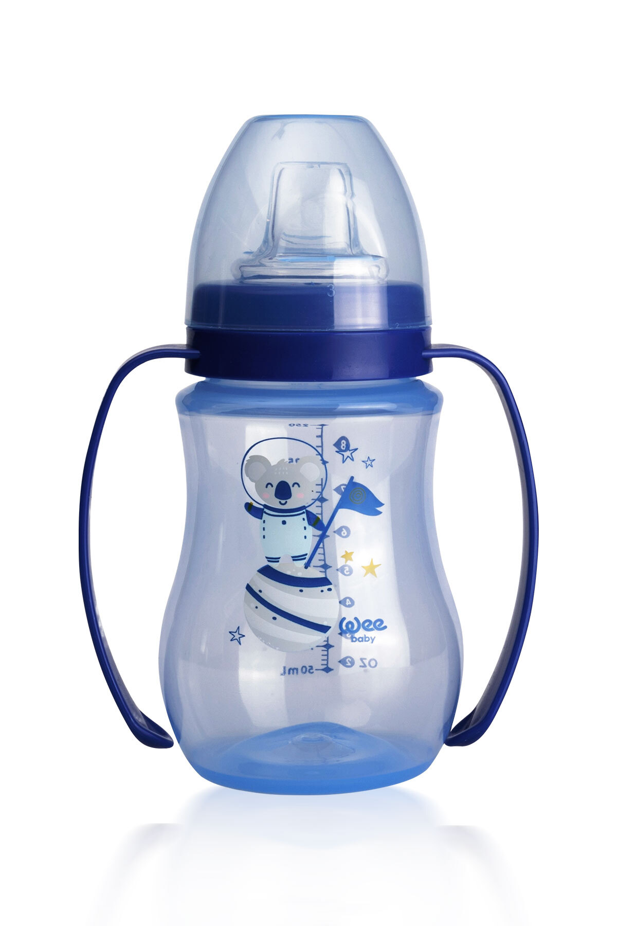 Wee Baby Kulplu Antikolik Akıtmaz Alıştırma Bardağı 250 ml Mavi