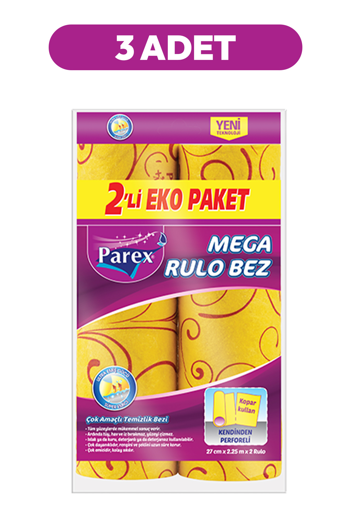 Parex Mega Rulo Temizlik Bezi 2'li Eko Paket Üçlü Set - Fiyatı