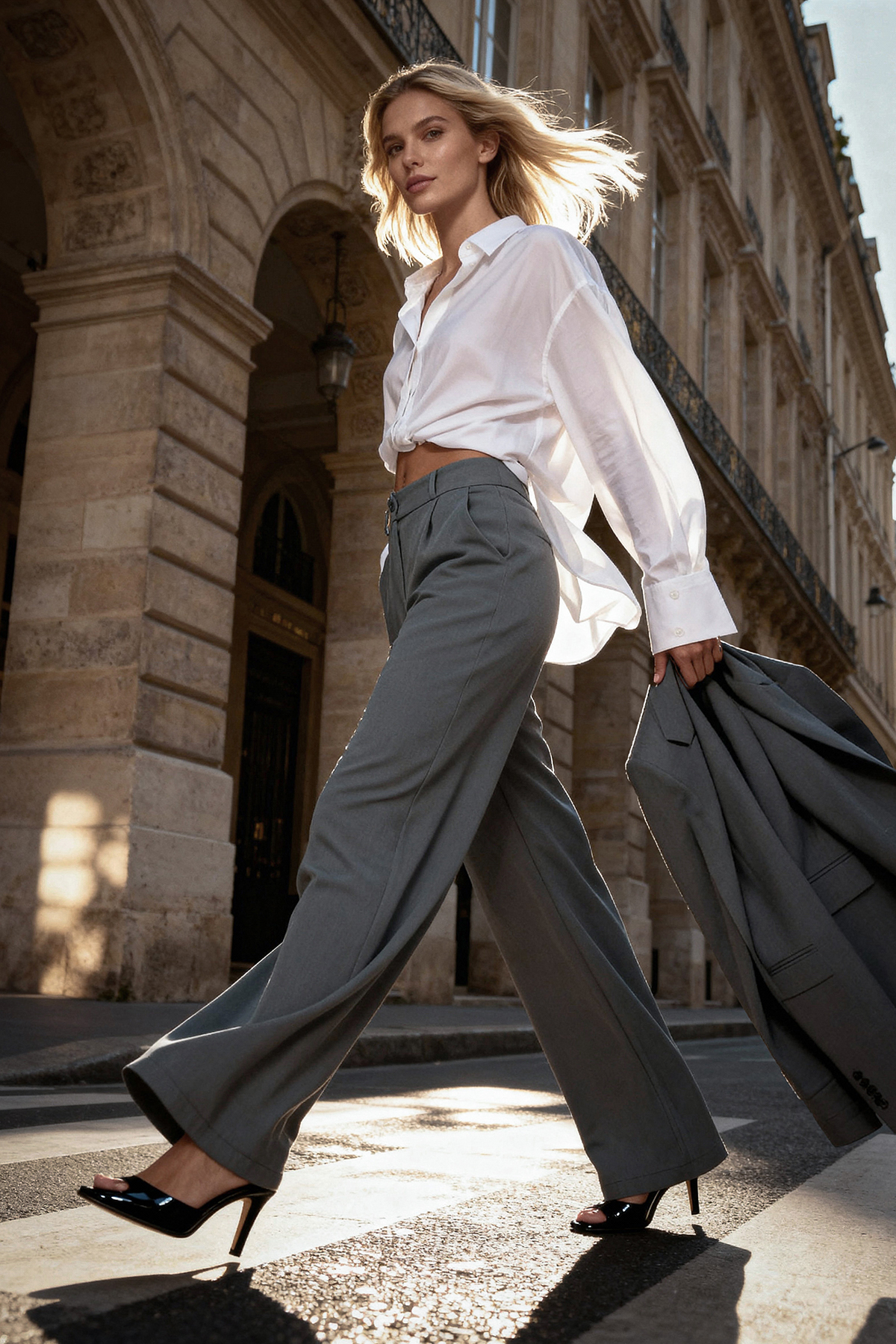 Trendyol Collection Spodnie plisowane z wysokim stanem i szerokimi nogawkami w kolorze indygo - Twoaw21Pl0076