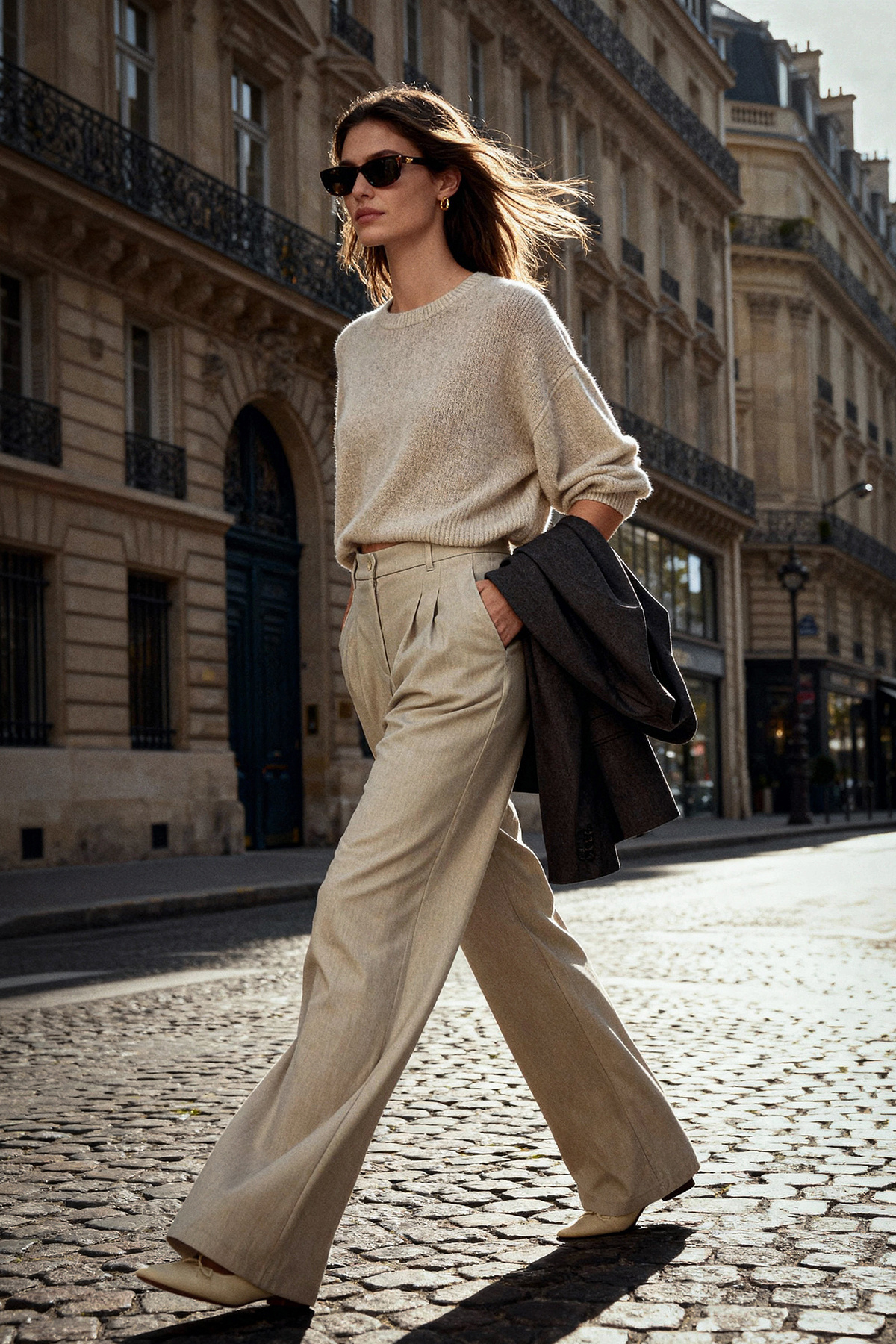 Trendyol Collection Spodnie plisowane z szerokimi nogawkami w kolorze taupe - TWOAW22PL0475