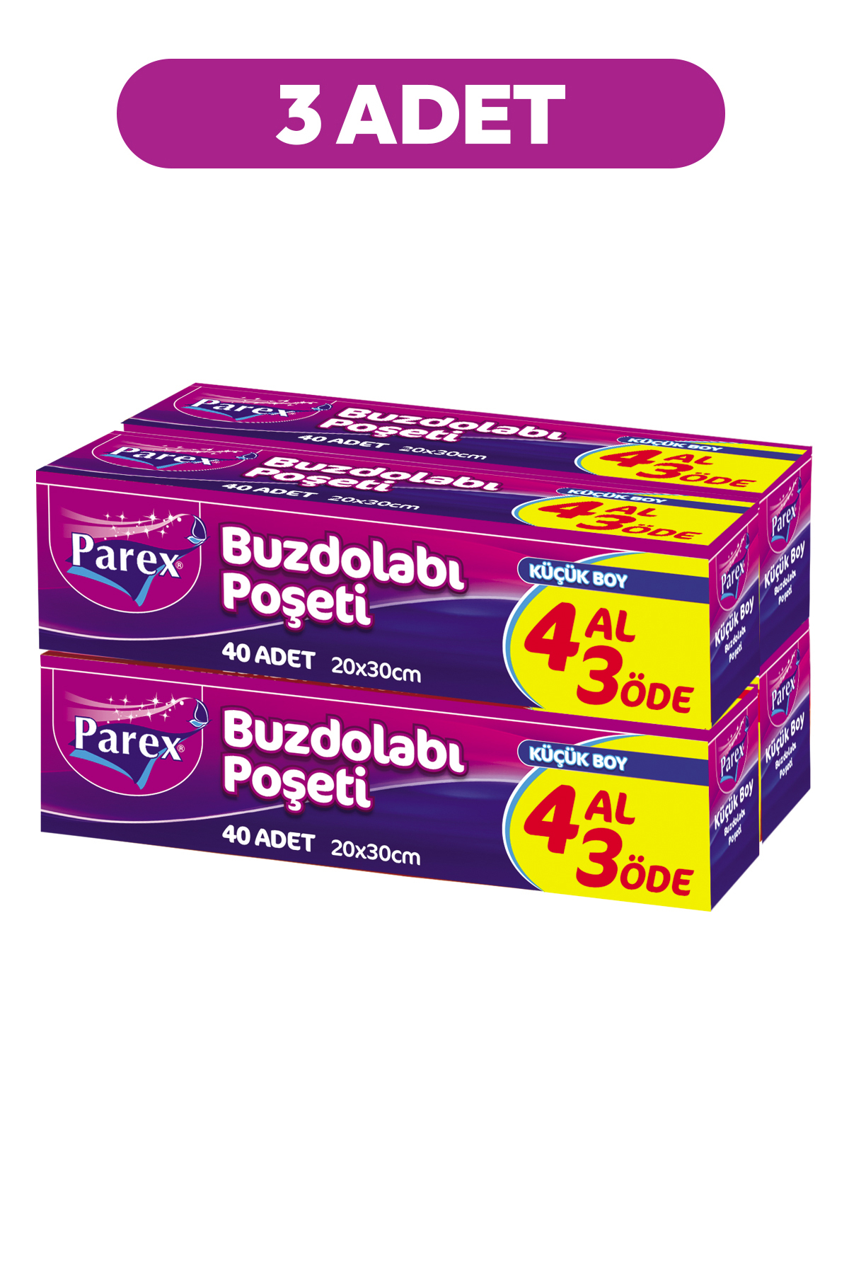 Parex Buzdolabı Poşeti Küçük Boy 4 Al 3 Öde (4*40) 20 x 30 cm Üçlü Set