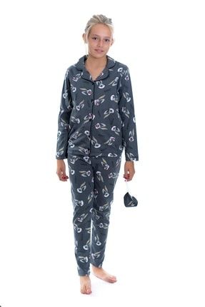 Kız Çocuk Uzun Kollu Interlok-penye-pamuklu Pijama Takımı Göz Bandı Dahildir bugsbunny-412
