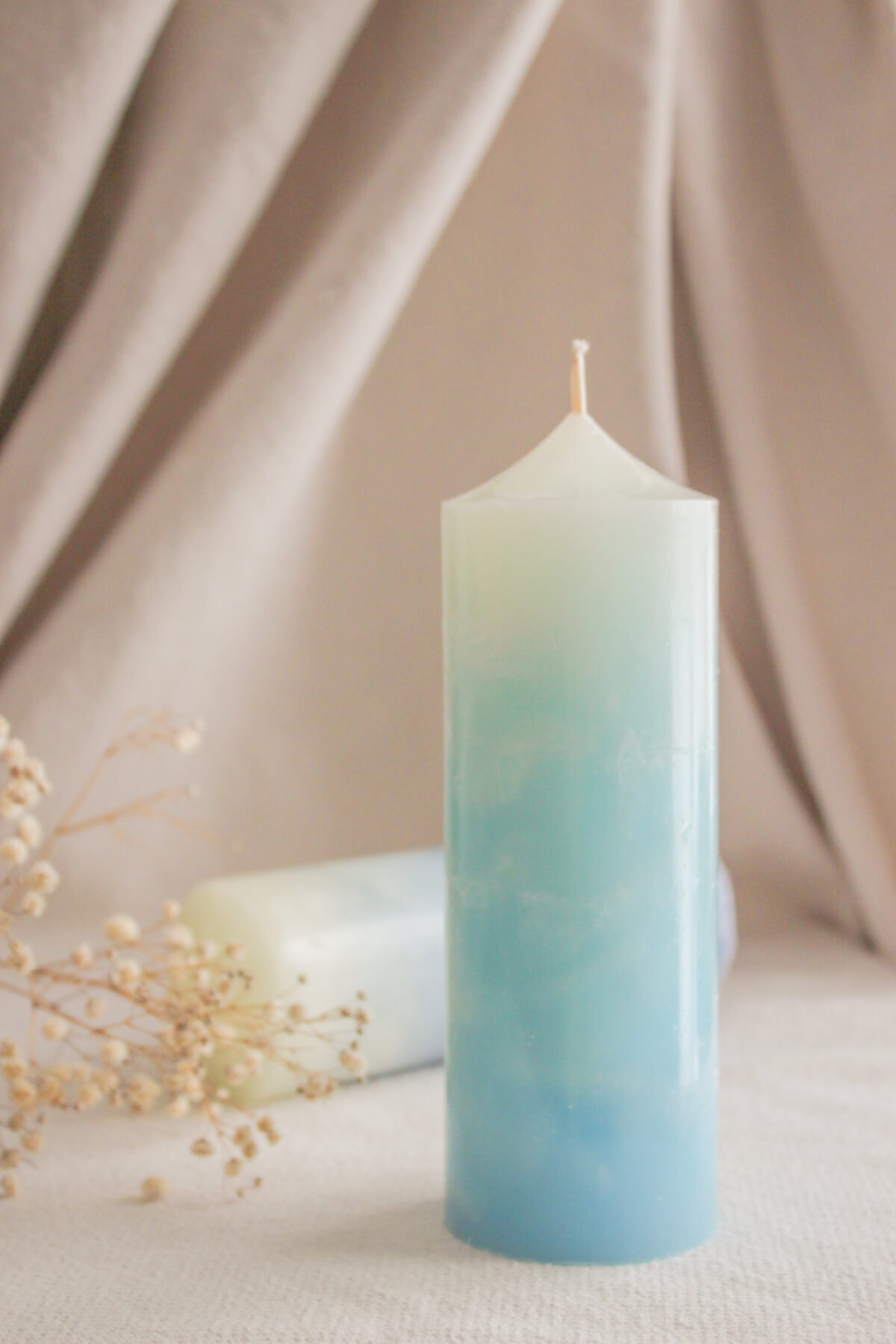 Toggle Colored Pillar Candle, Custom Design (Tint) (BLUE)