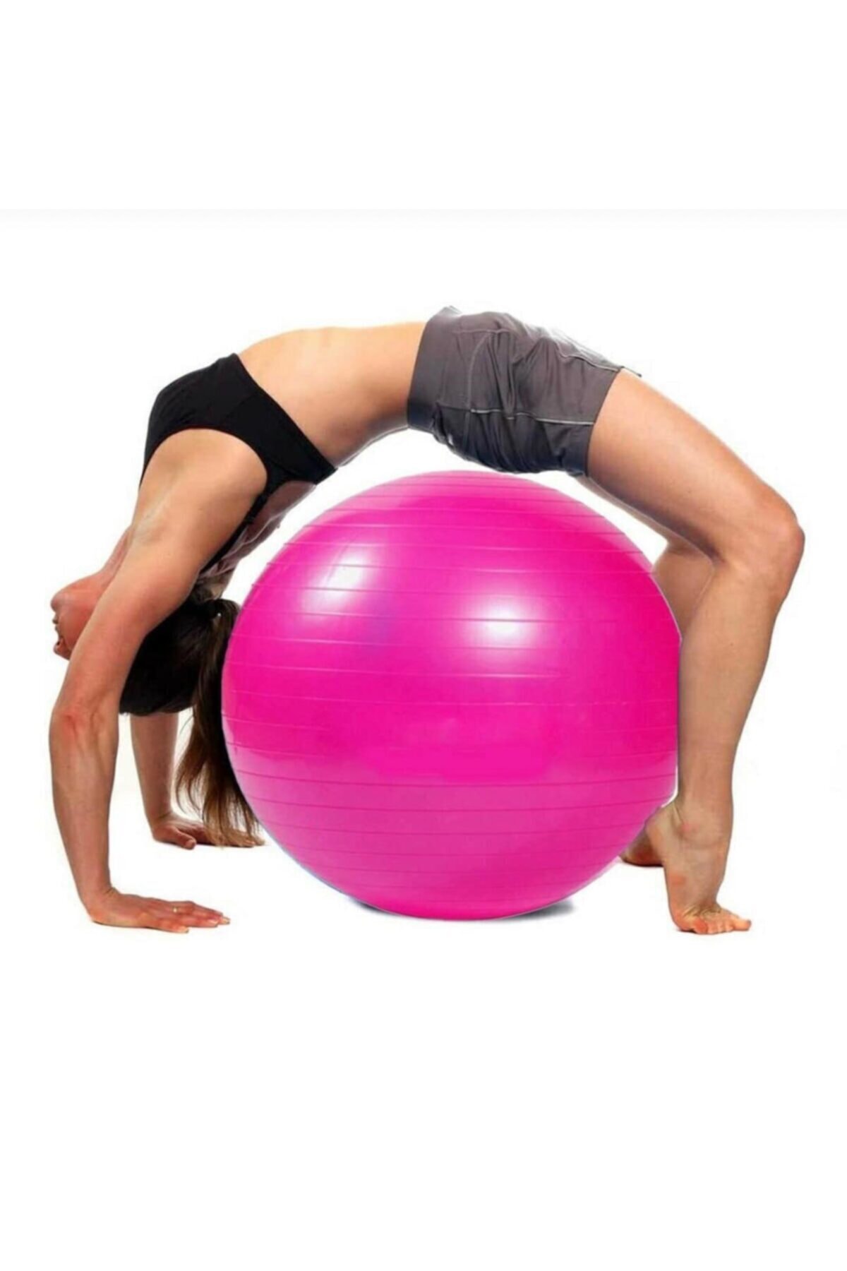 pekial 65 Cm Fuşya Pilates Topu Ve Şişirme Pompası, Yoga Plates Egzersiz Topu Ball