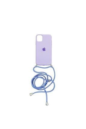 Apple Iphone 11 Promax (6.5') Altı Kapalı Boyun Askılı Logolu Lansman Kılıf Kapak Lila ACLL0012