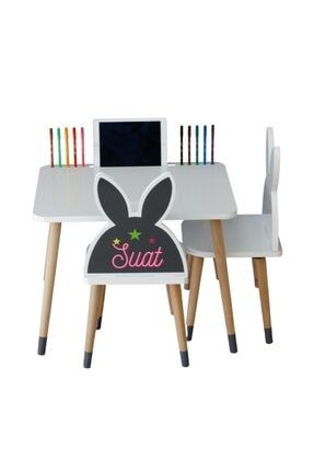 Çocuk Aktivite Oyun Masa Sandalye Takımı- Tavşanlı- Tablet Yeri L19A023H022020
