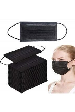 Heal 50 Adet Siyah Tek Kullanımlık Lastikli Telli 3 Katlı Cerrahi Koruyucu Yüz Maskesi maske 1