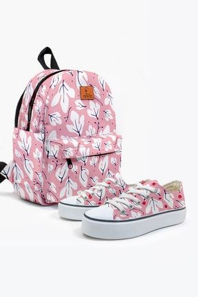 Pink Leaf Kadın Ayakkabı Çanta Kombin alpacca0pinkleaf001