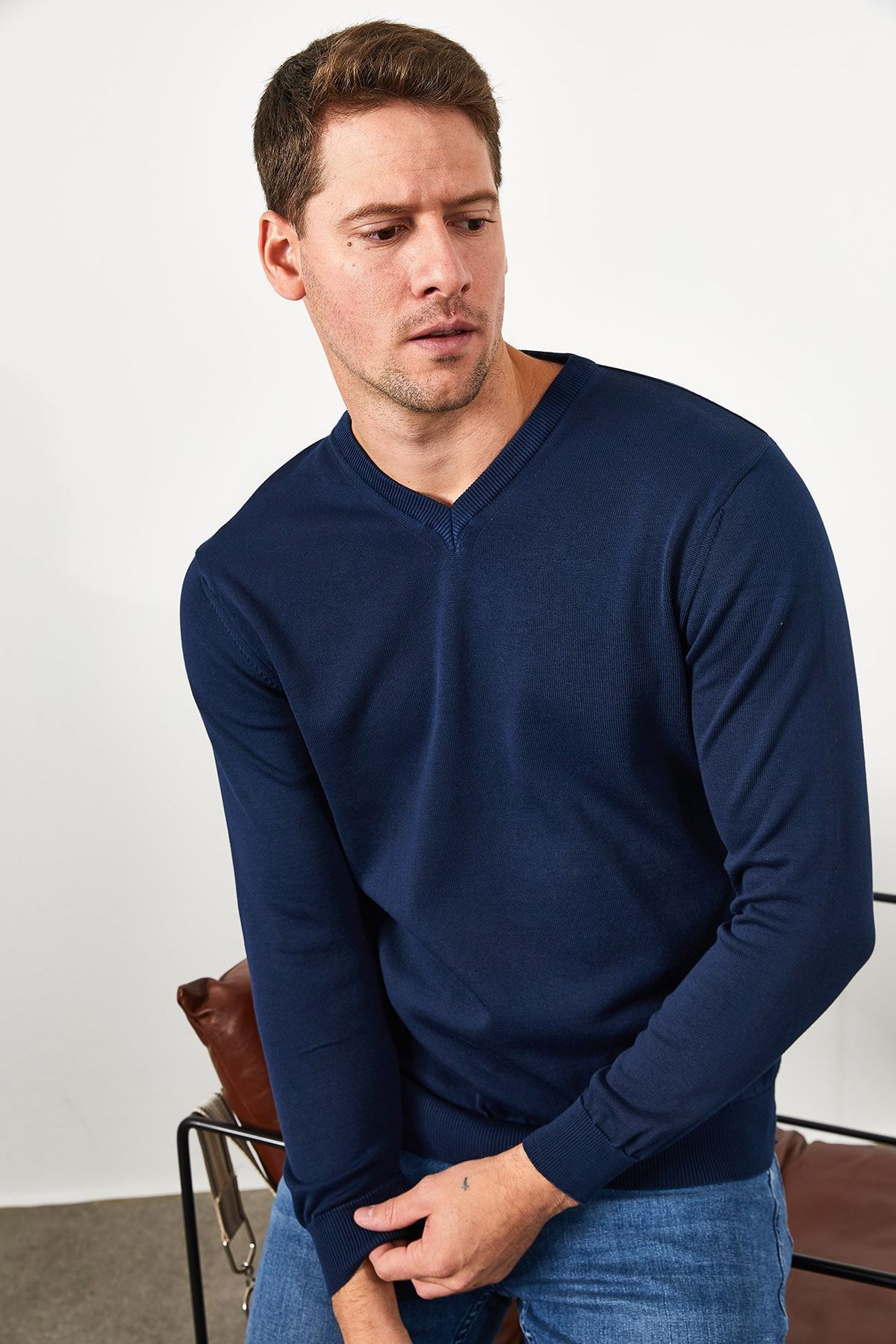 Bianco Lucci-Men's Soft Basic Sweater - Erk1029 3