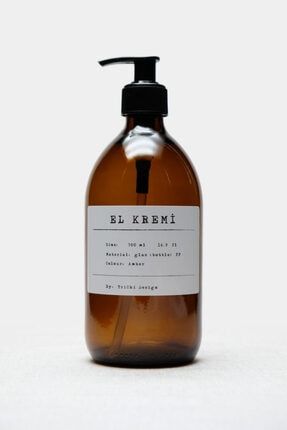 500ml Amber Cam Sıvı Sabunluk Pp Beyaz Etiket El Kremi TrCh-600