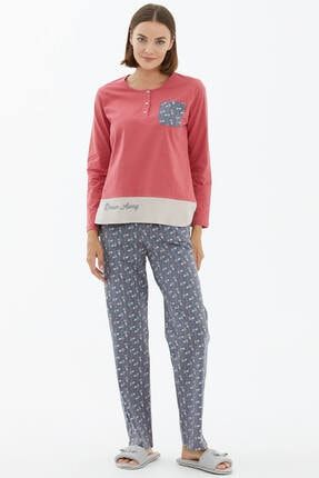 Desenli Cep Detaylı Pijama Takımı - Kiremit 21K2221-74821.0001-R1806