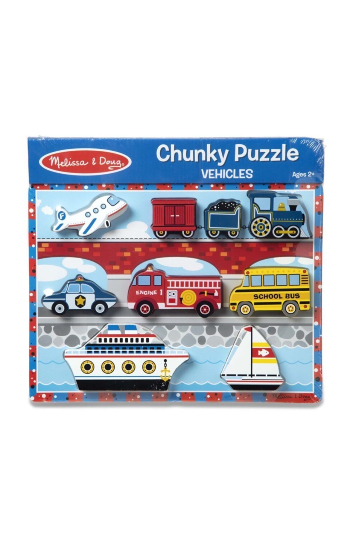 اسباب بازی های چوبی چند رنگ Melissa Doug پازل چاق ملیسا و داگ وسایل نقلیه Melissa & Doug