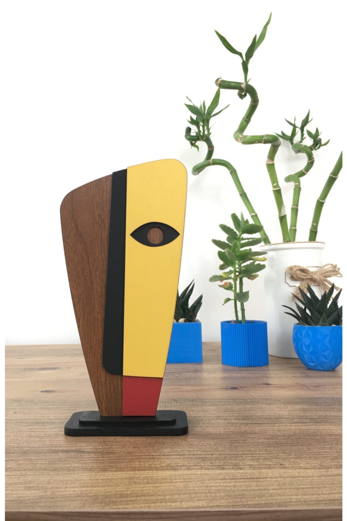 Ahşap Desenli Sarı Maske Biblo Ad01