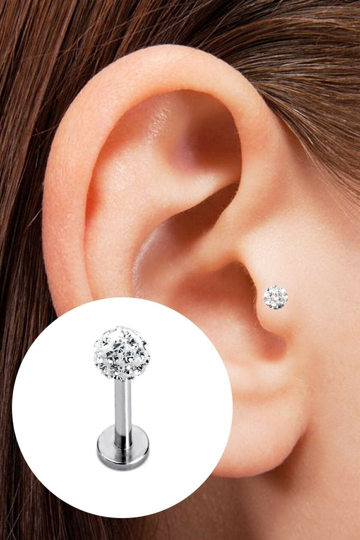 316l Surgical Steel Crystal Stone Tragus Helix 8mm Piercing