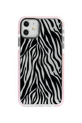 Iphone 11 Pembe Impact Siyah Zebra Desenleri Premium Telefon Kılıfı Ptr051-iPhone-11