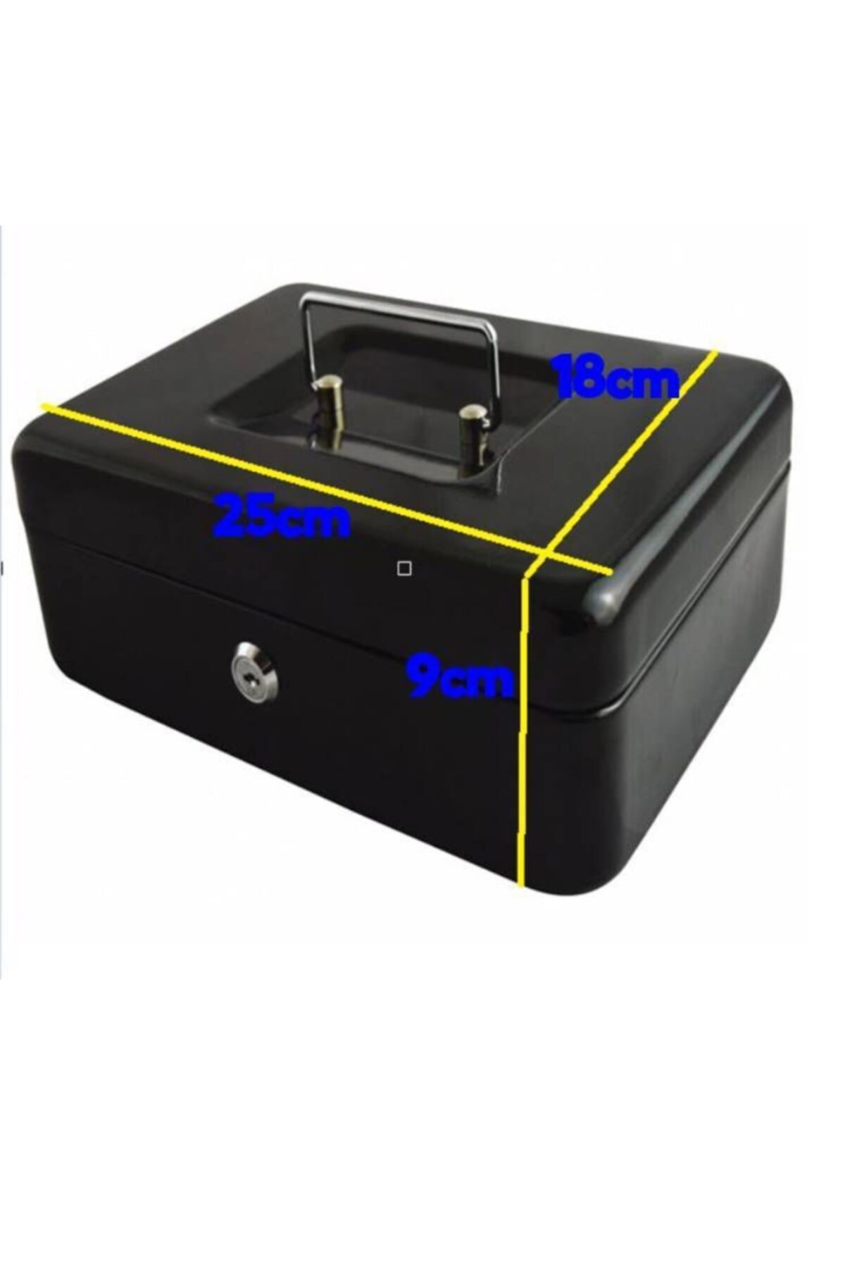 DEKO Turkey Yerli Üretim Büyük Boy Anahtarlı Çelik Kasa Bozuk Para Kasası Nakit Kutusu Cash 9x18x25cmdkt-cashbox