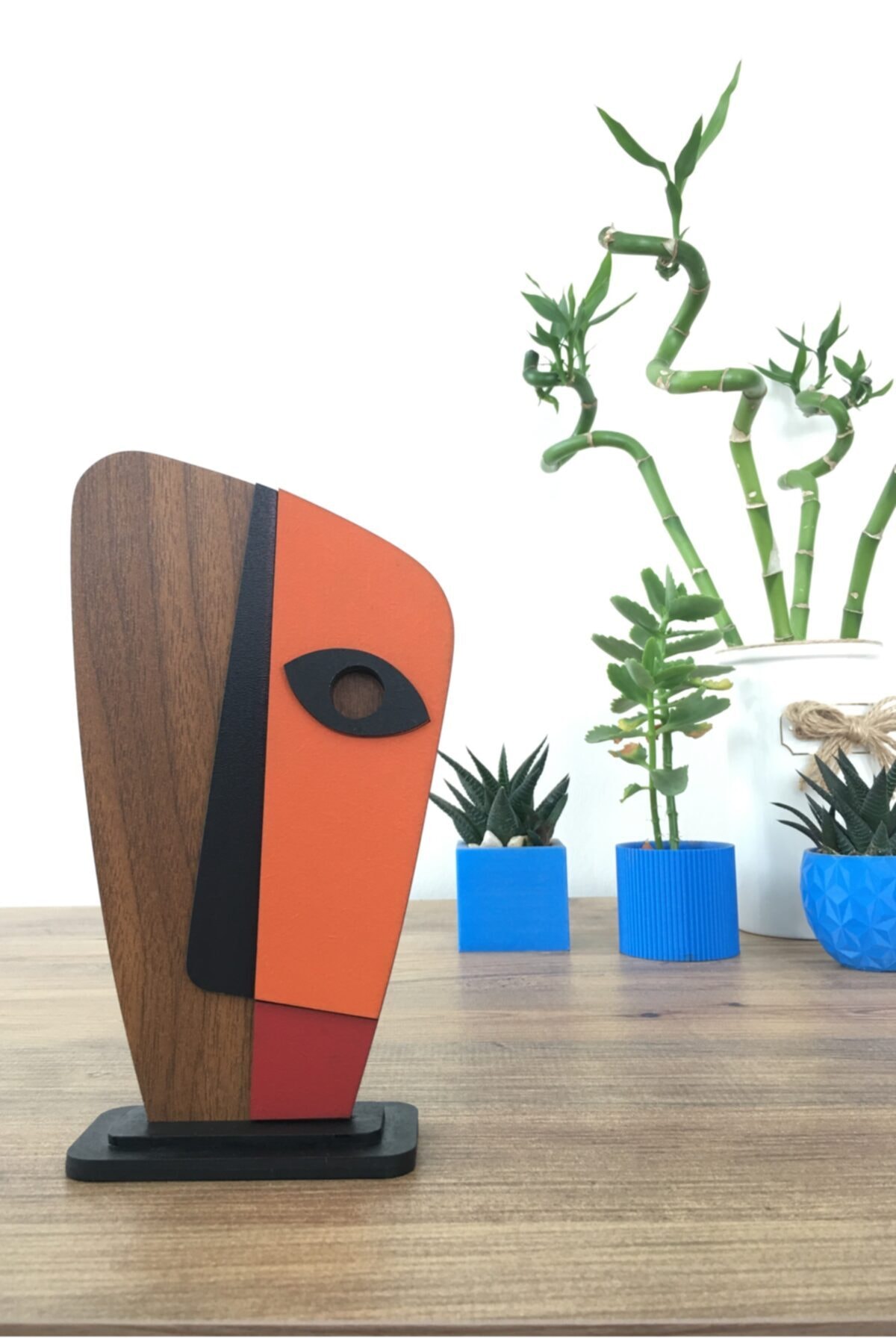 Ahşap Desenli Turuncu Maske Biblo Ad03