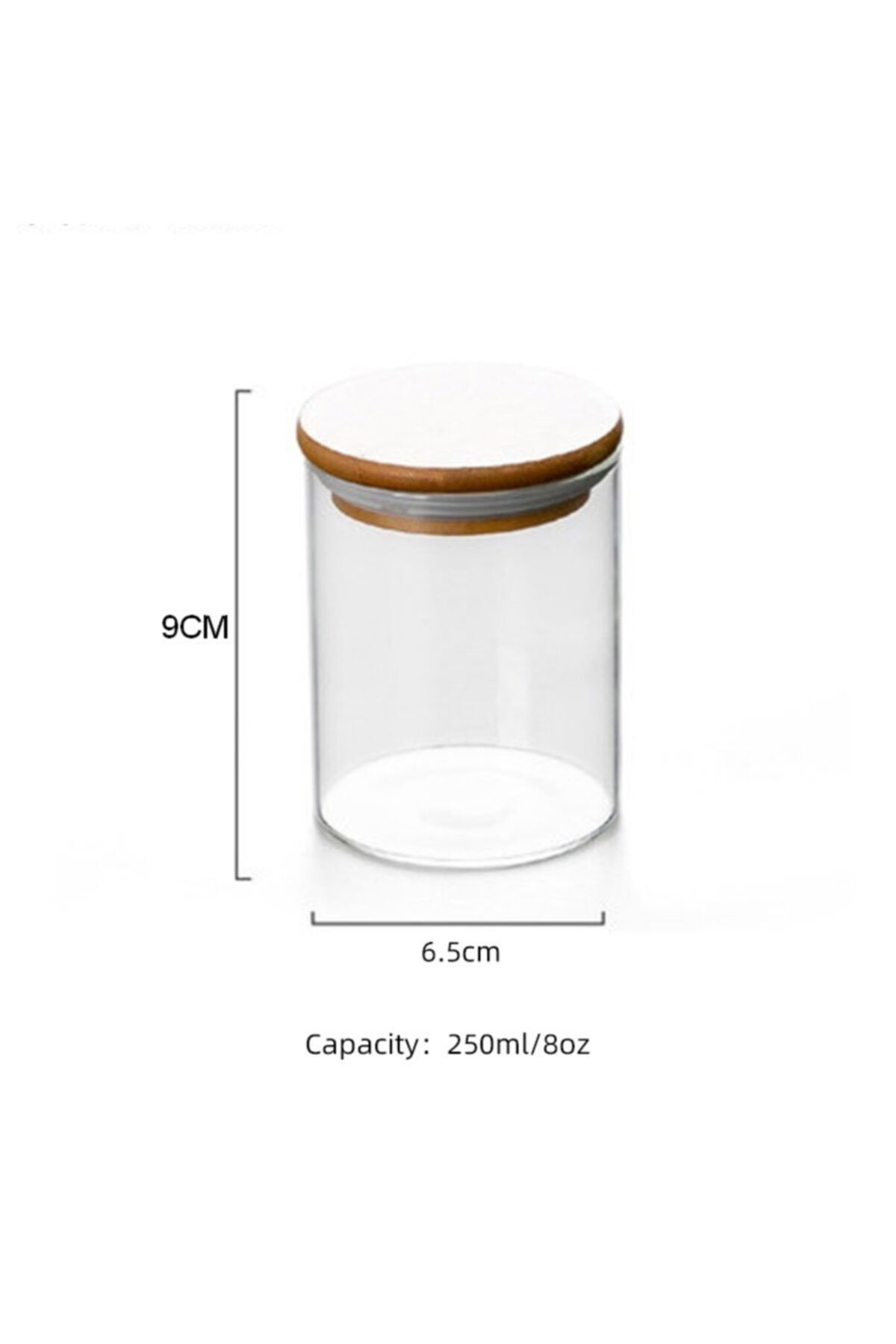 Glass Jar With Bamboo Lid 6.5/8 Cm 250 Ml Jar Glass With Bamboo