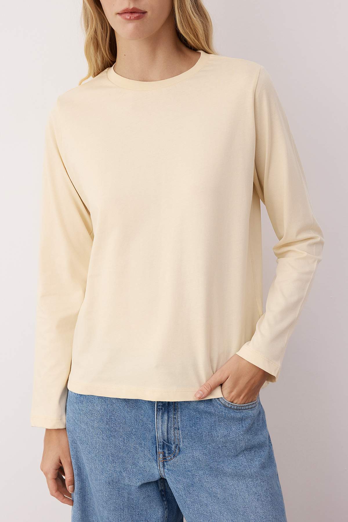 Trendyolmilla  Açık Pembe-Taş 2'li Paket Bisiklet Yaka Regular/Normal Kesim Örme T-Shirt TWOAW25TS00001 - Görsel 6