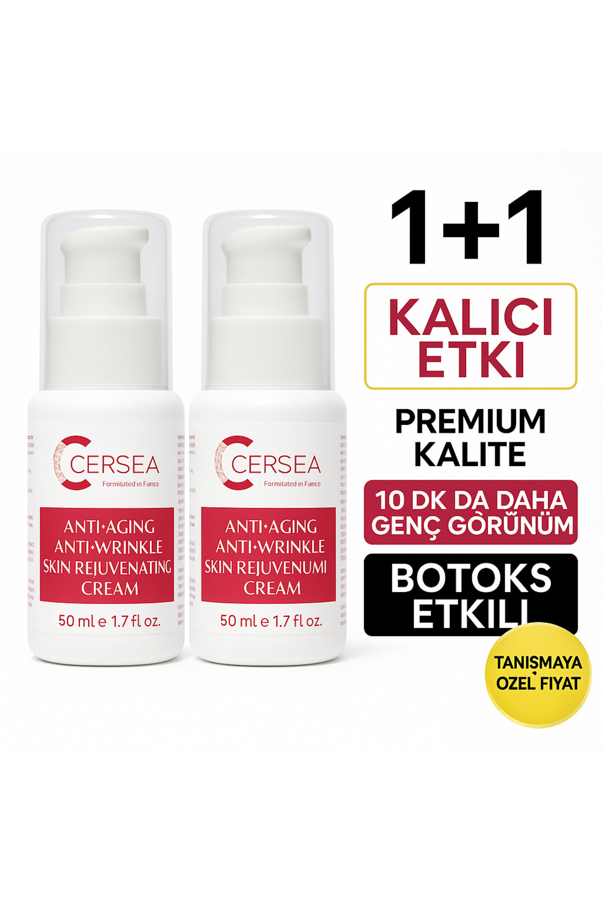 CERSEA Göz Çevresi Anında Etkili Botoks Premium Krem- Hyaluronik Asit +Peptit 50 ML -2 Adet