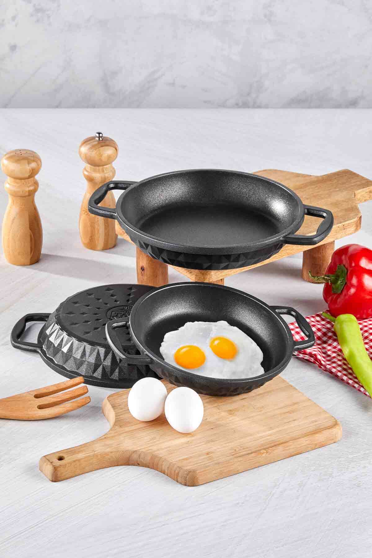 Taç-Bella Cast Iron 3-Piece Pan Set Black (18-20-22 cm) 1