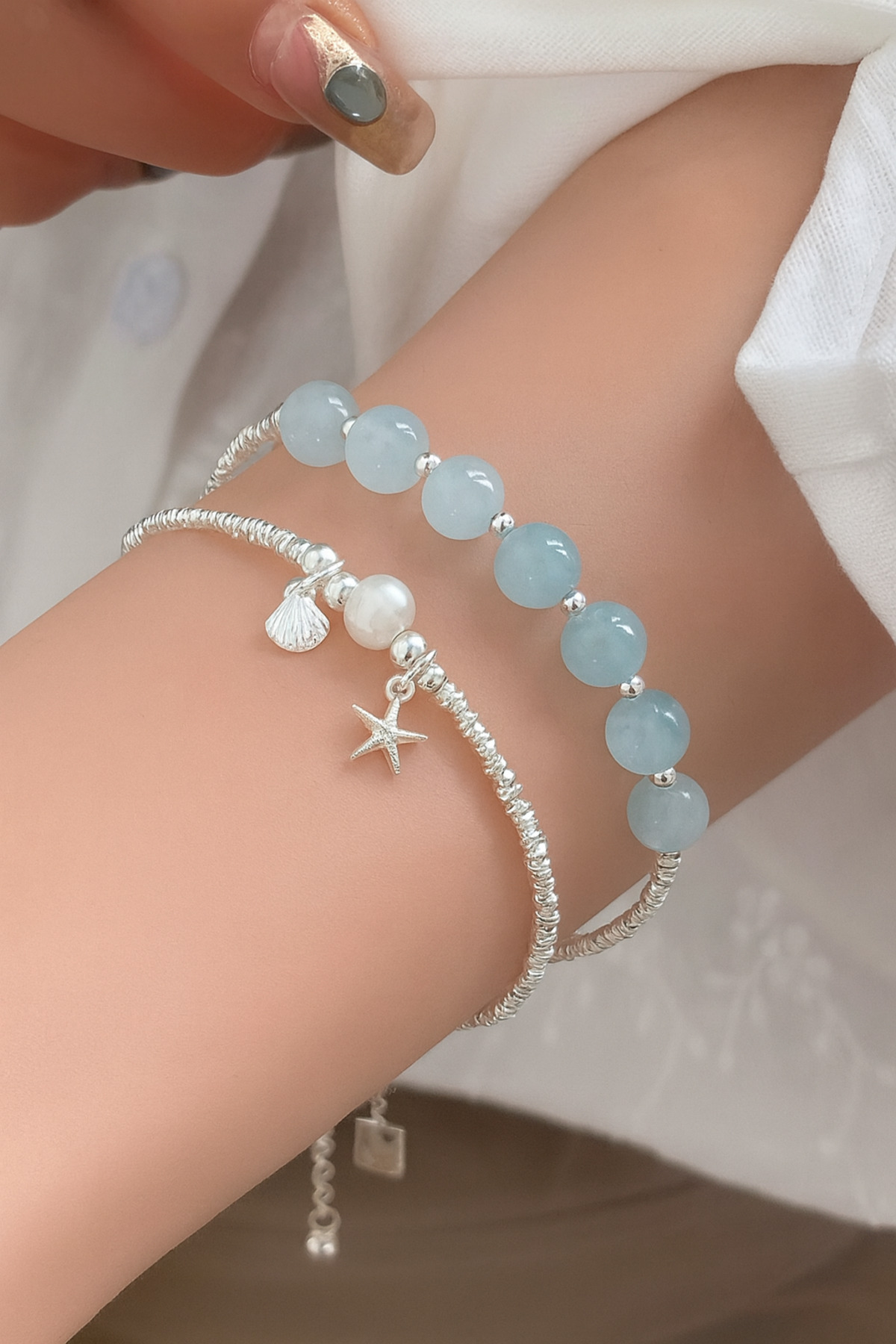 The Collection Minimal Tasarım Deniz Yıldızı ve Deniz Kabuğu Charm Bileklik Pinterest Parlak Taş Princess Bileklik görsel 3