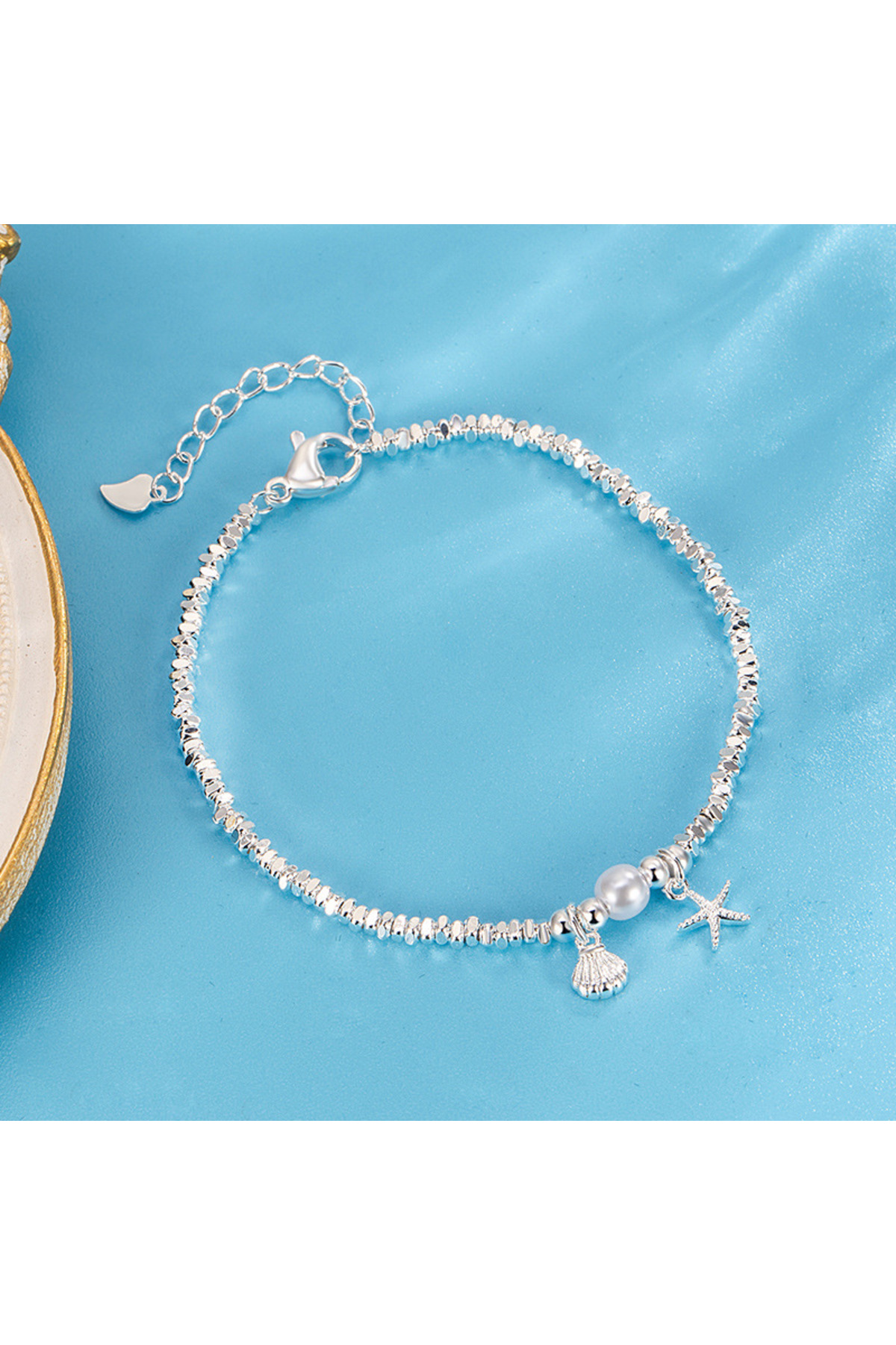 The Collection Minimal Tasarım Deniz Yıldızı ve Deniz Kabuğu Charm Bileklik Pinterest Parlak Taş Princess Bileklik görsel 7