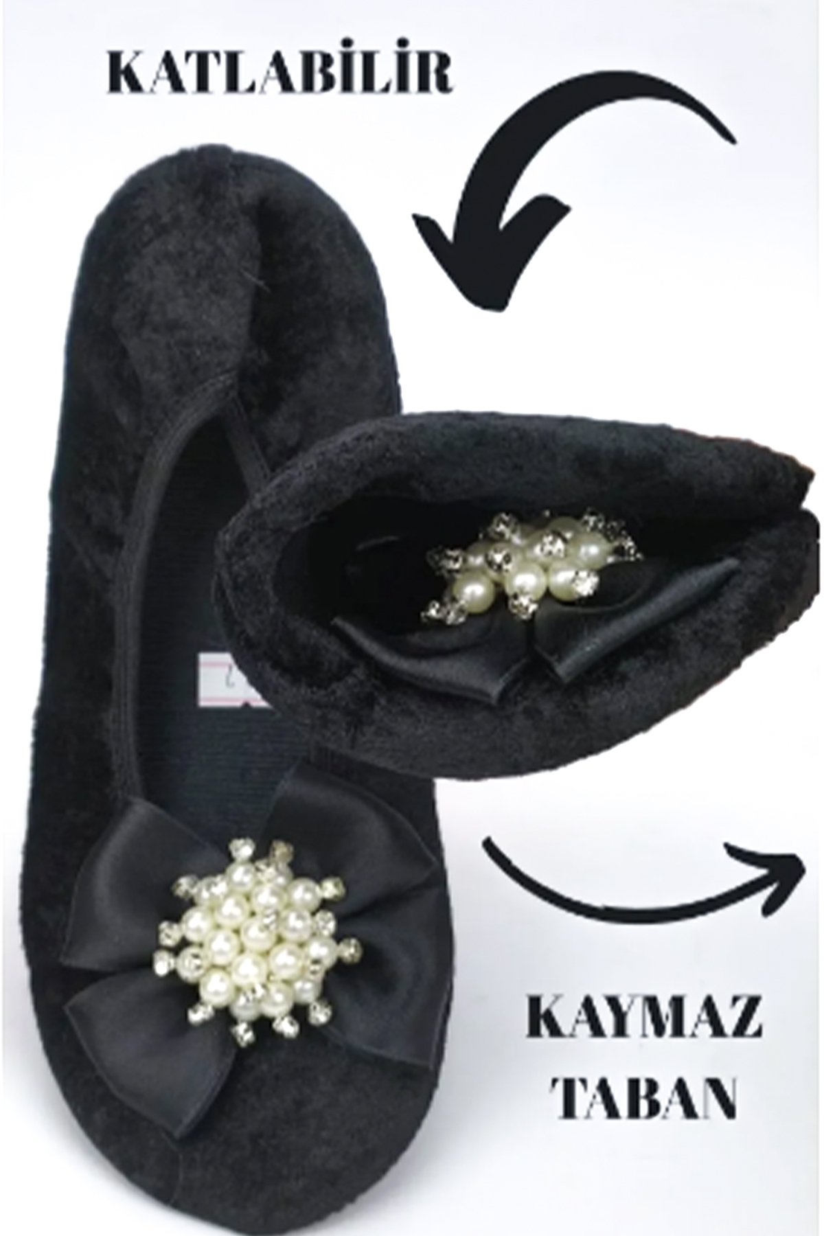 CEYDA SHOES Süslü Kadife Ev,hac, Umre Babeti, Hediye, Günlük Babet,tüylü Babet, Panduf, Patik, Gösteri Pisi Pisi görsel 5