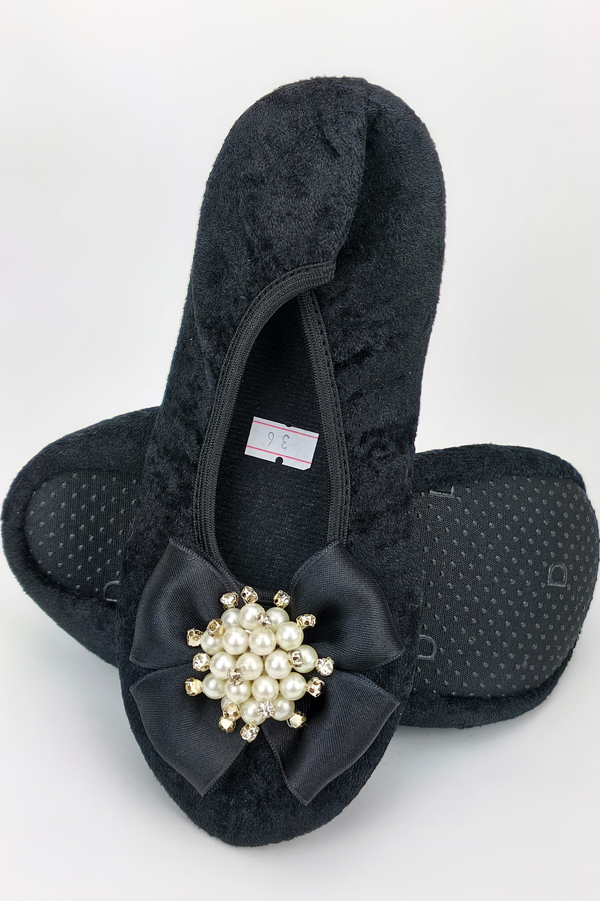 CEYDA SHOES Süslü Kadife Ev,hac, Umre Babeti, Hediye, Günlük Babet,tüylü Babet, Panduf, Patik, Gösteri Pisi Pisi görsel 7