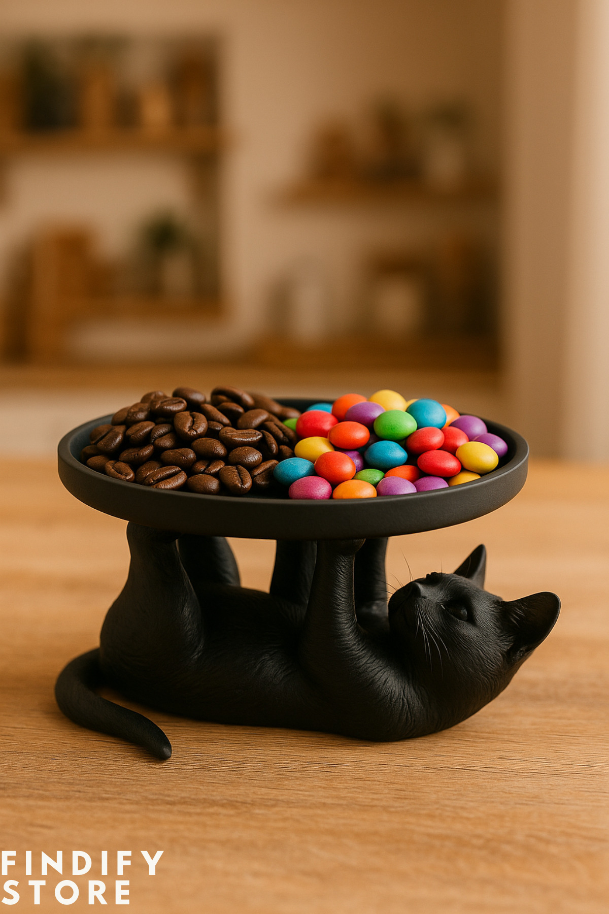 Findify Store-Set of 3 Decorative Presentation Plates with Cat Figures, Coffee Capsule Organizer, Cookie Presentation Set 14X14 4