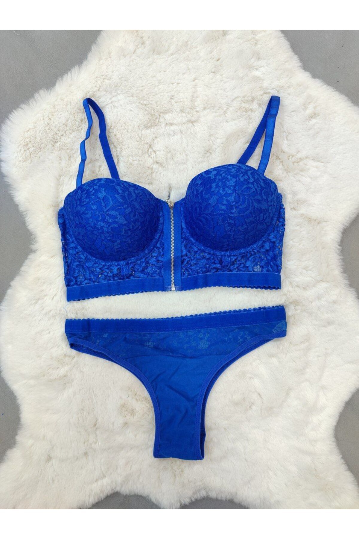 Love Angels Ekonomik Önden Açılan Fermuarlı Dantel Detaylı Soft Dolgulu Sütyen - İç Çamaşır Takımı görsel 6