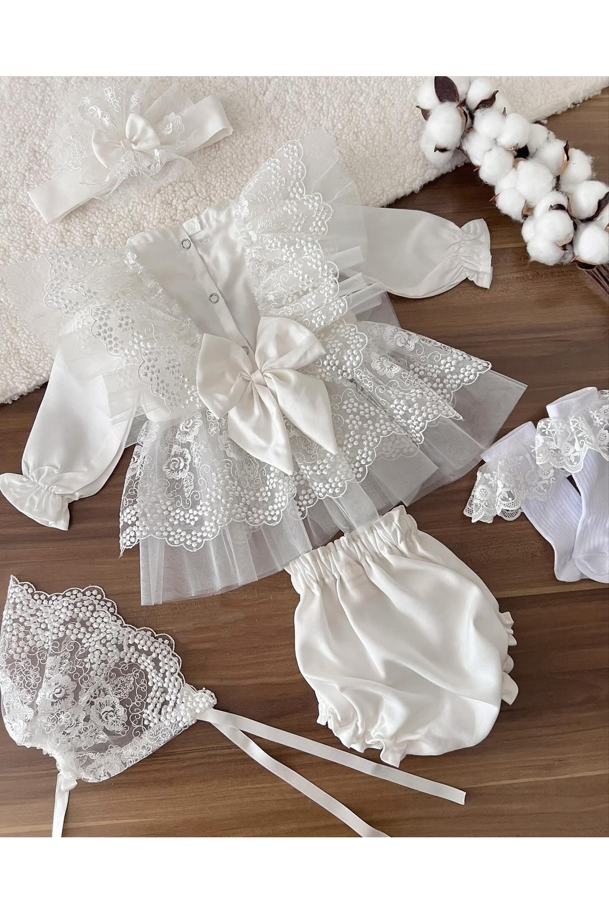 BİYA BABY bebek mevlüt elbisesi dantelli pamuk fotoğrafı 2 (önizleme)