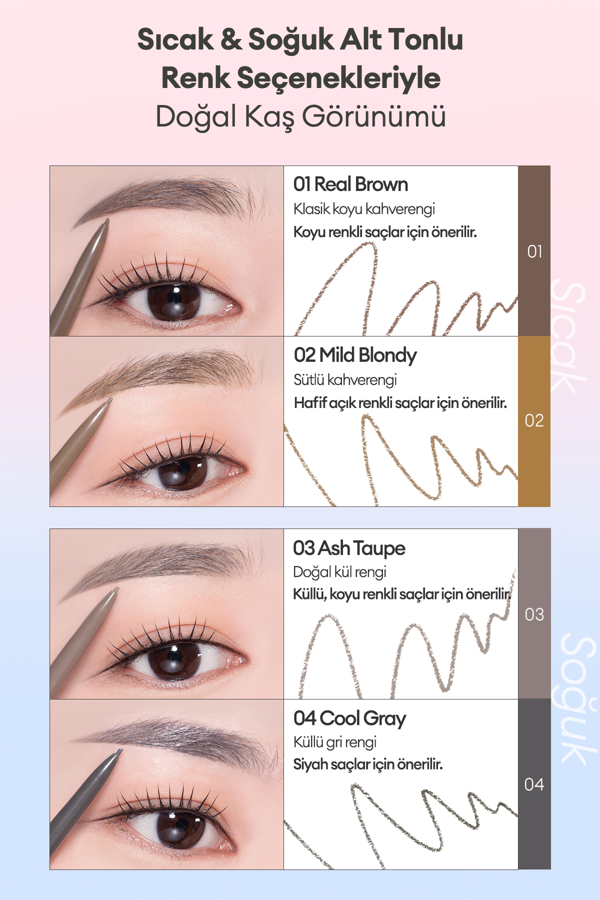Doğal Görünüm Sunan Ultra İnce Uçlu Çift Taraflı Kaş Kalemi Kill Brow Slim Brow (03 Ash Taupe) — قهوه‌ای 111607 — تصویر 5 از 8