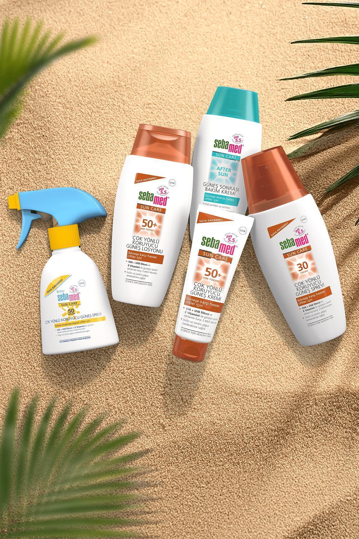 Güneş Losyonu SPF 50+ 150 ml UVA UVB Filtreli E Vitamini Üçlü Yüksek Koruma Makyaj Çantası Hediyeli — SET.SBMD.5 — تصویر 5 از 5