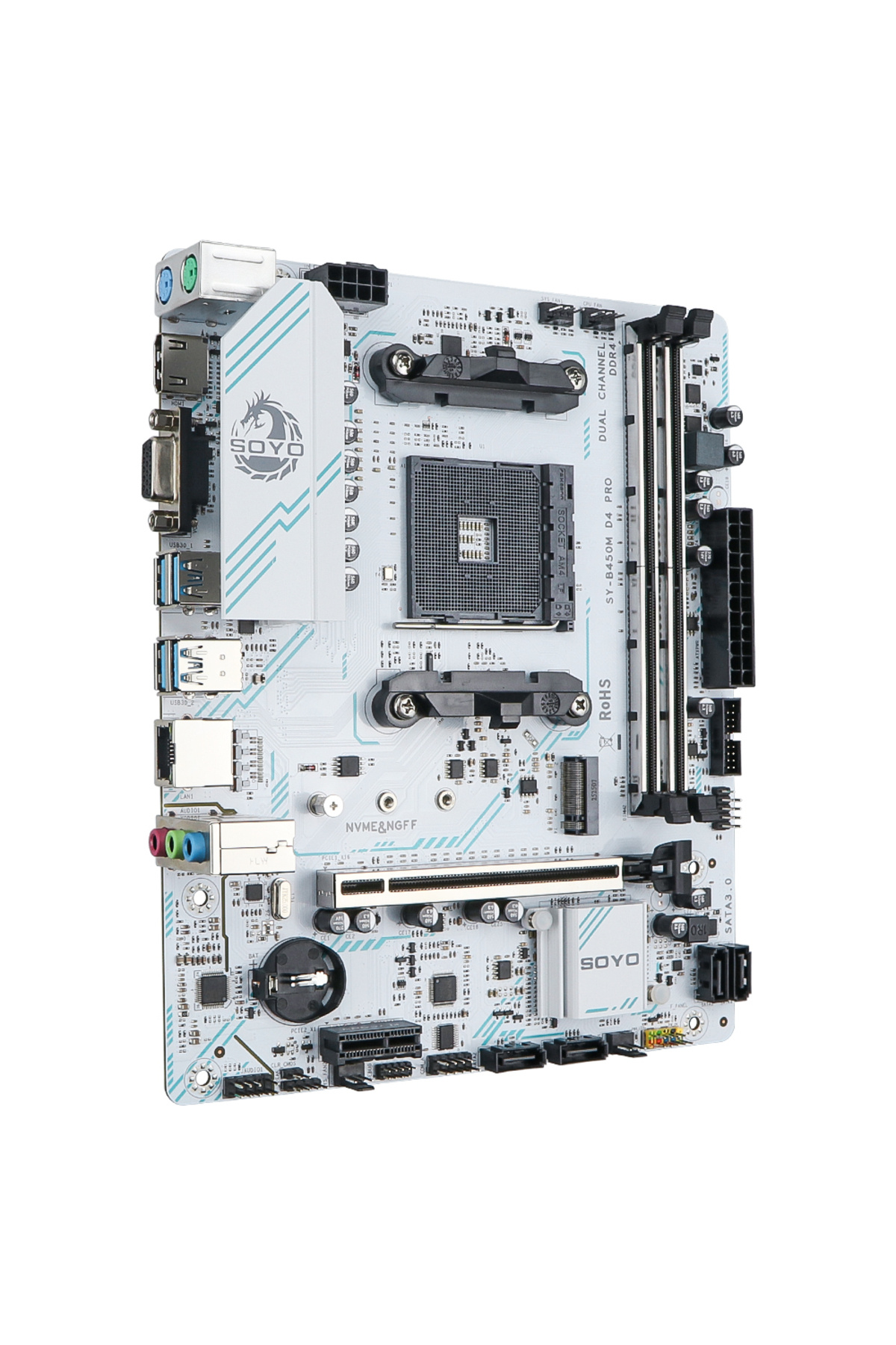 Choice-AMD B450M SOYO AMD B450M Motherboard Dual-channel DDR4 M.2 PCIE 3.0 NVME SATA3.0 Supports Ryzen 5600 4
